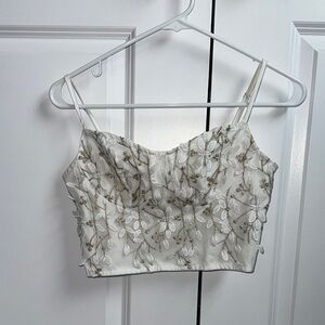 SHEIN Tan and Gray Embellished Crop Camisole